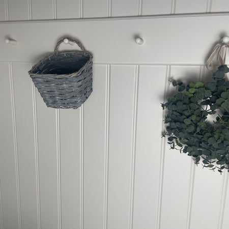 Buxley Grey Willow Wicker Hanging Basket