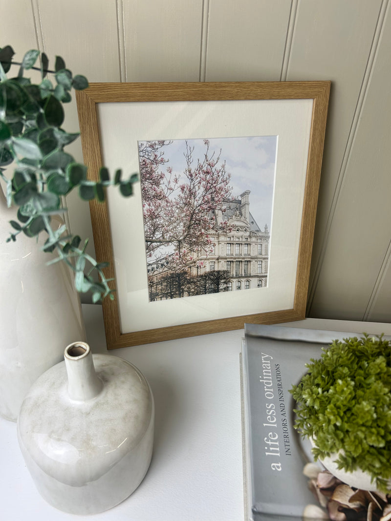 Romantic Paris framed mounted glazed print cherry blossom