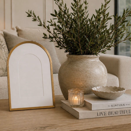 Brushed gold arched photo frame