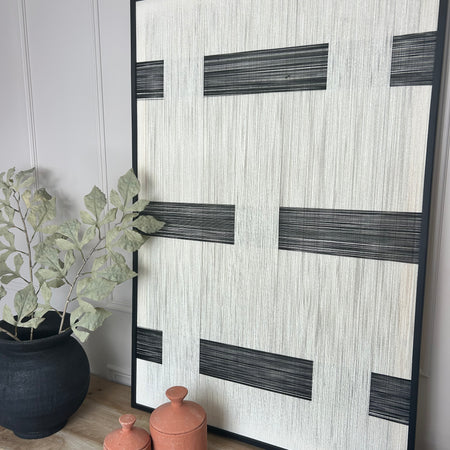 Wooden framed monochrome string wall art picture 120x80
