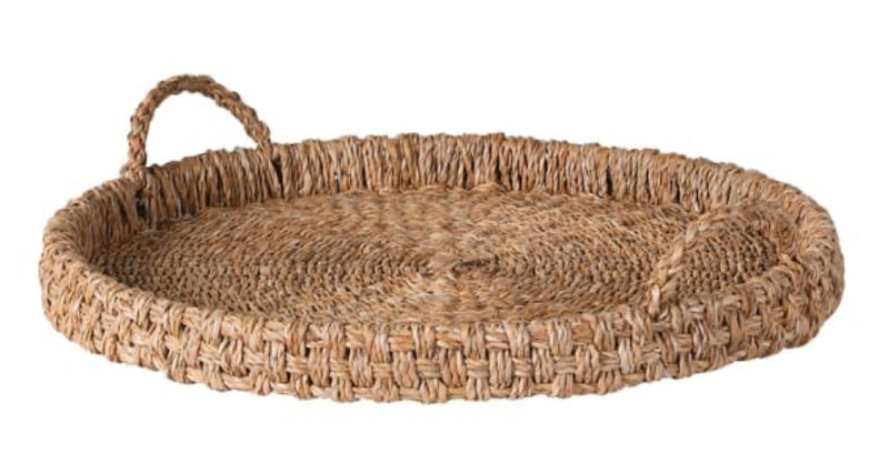 Large seagrass basket tray with handles 60cm