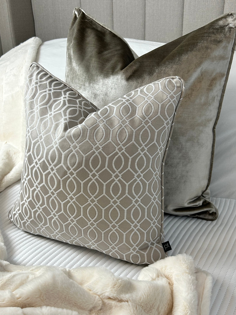 Taupe Skyscraper Geometric Cushion 43cm x 43cm