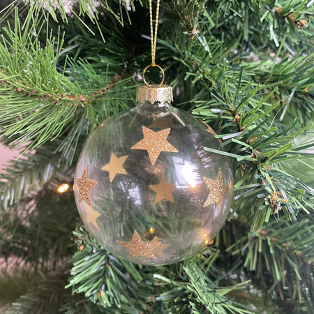 Glass bauble with Gold Stars