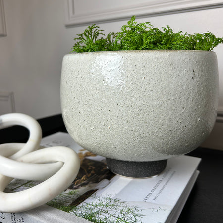 Speckled bowl plant pot on foot