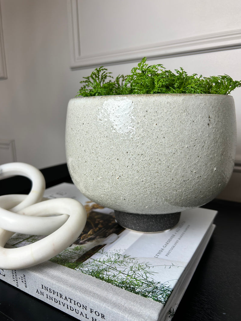 Speckled bowl plant pot on foot