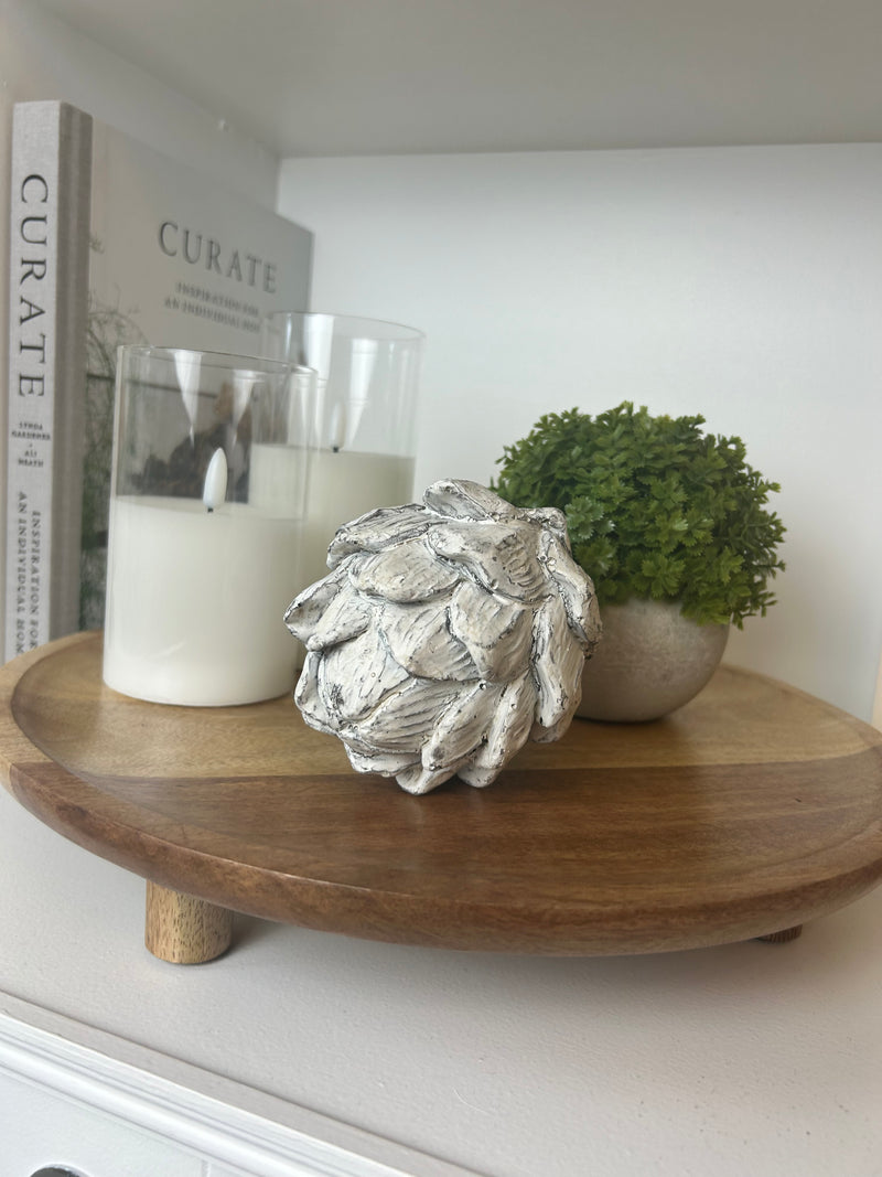 Natural wooden tray plate on feet 35cm