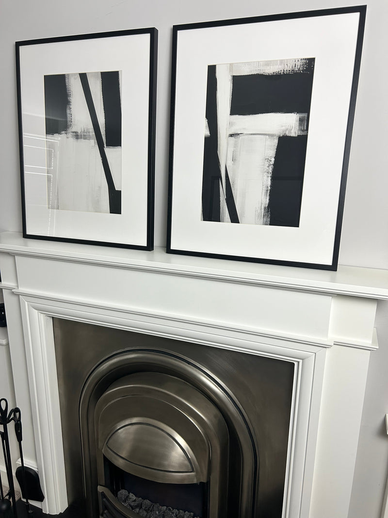 Set of two Monochrome frame frame mounted Graphic Serenity pictures