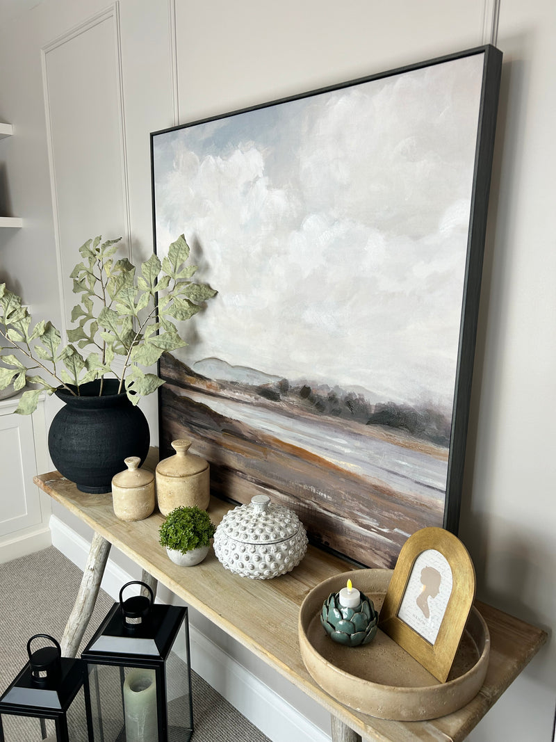 Misty landscape framed canvas 102cm