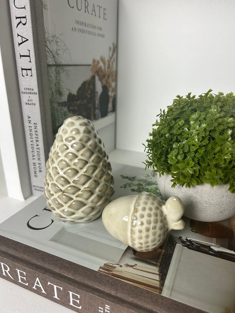 Two Tone Ceramic Acorn, Pinecone