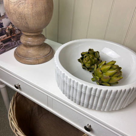 White Ceramic Bamboo Effect Bowl