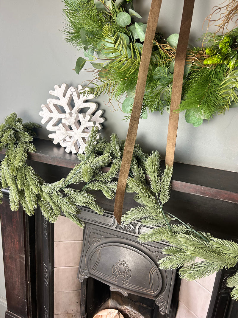 Flocked Norfolk spruce trailing  garland pick swag 100cm