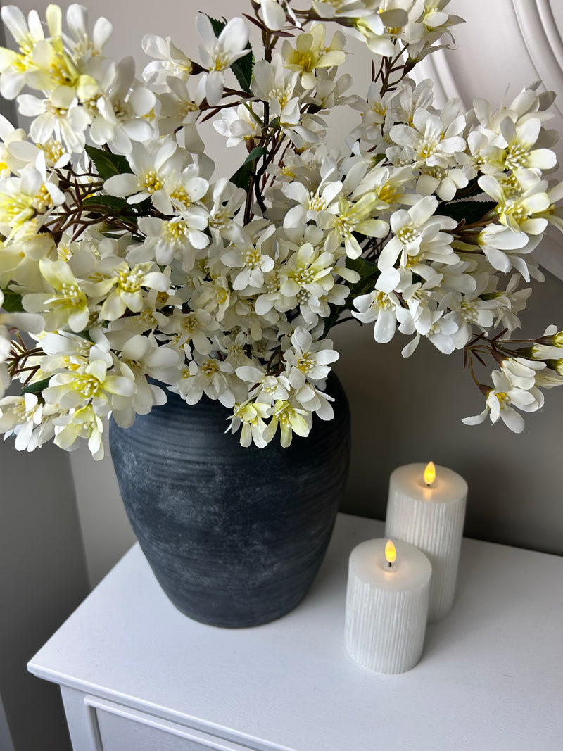 Cream spring blossom stem spray 70cm