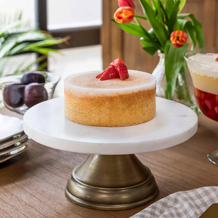 Brass and marble cake stand