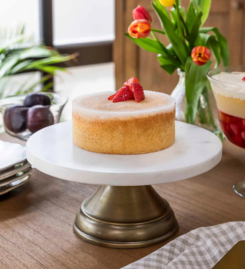 Brass and marble cake stand