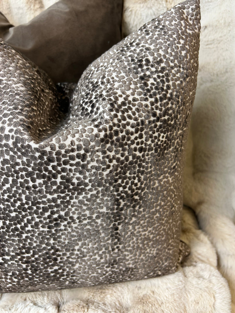 Chocolate Brown textured Bingham dot cushion 43cm