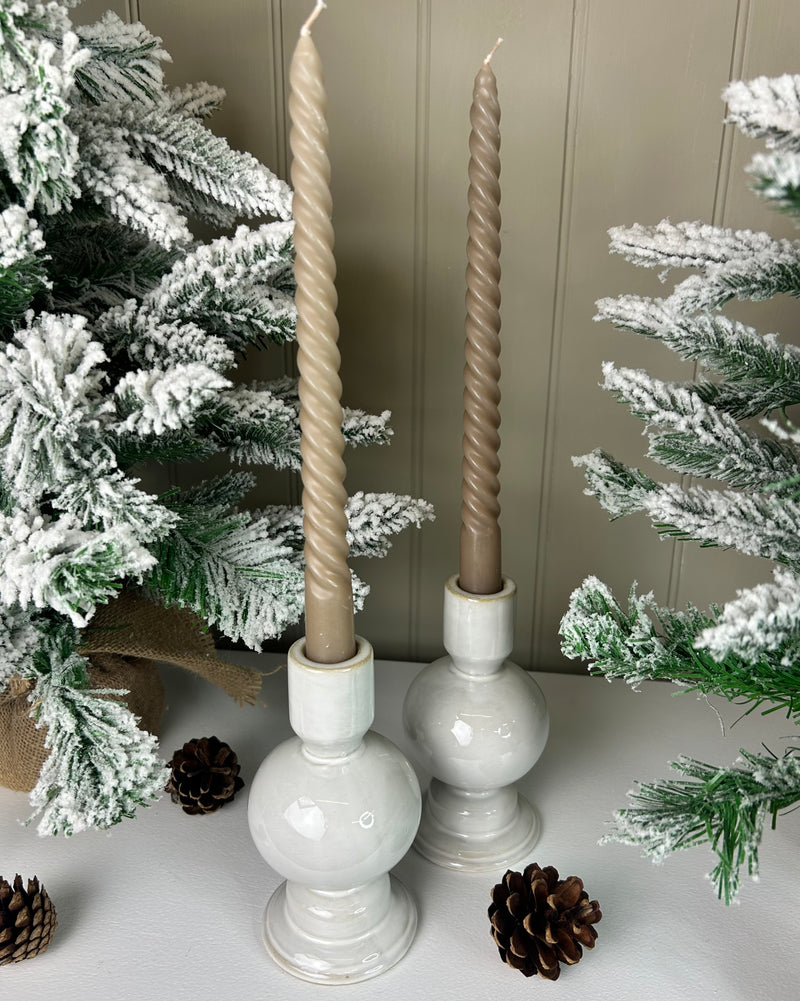 Glazed Ceramic Candle Holder with Textured Detail, 2 Styles