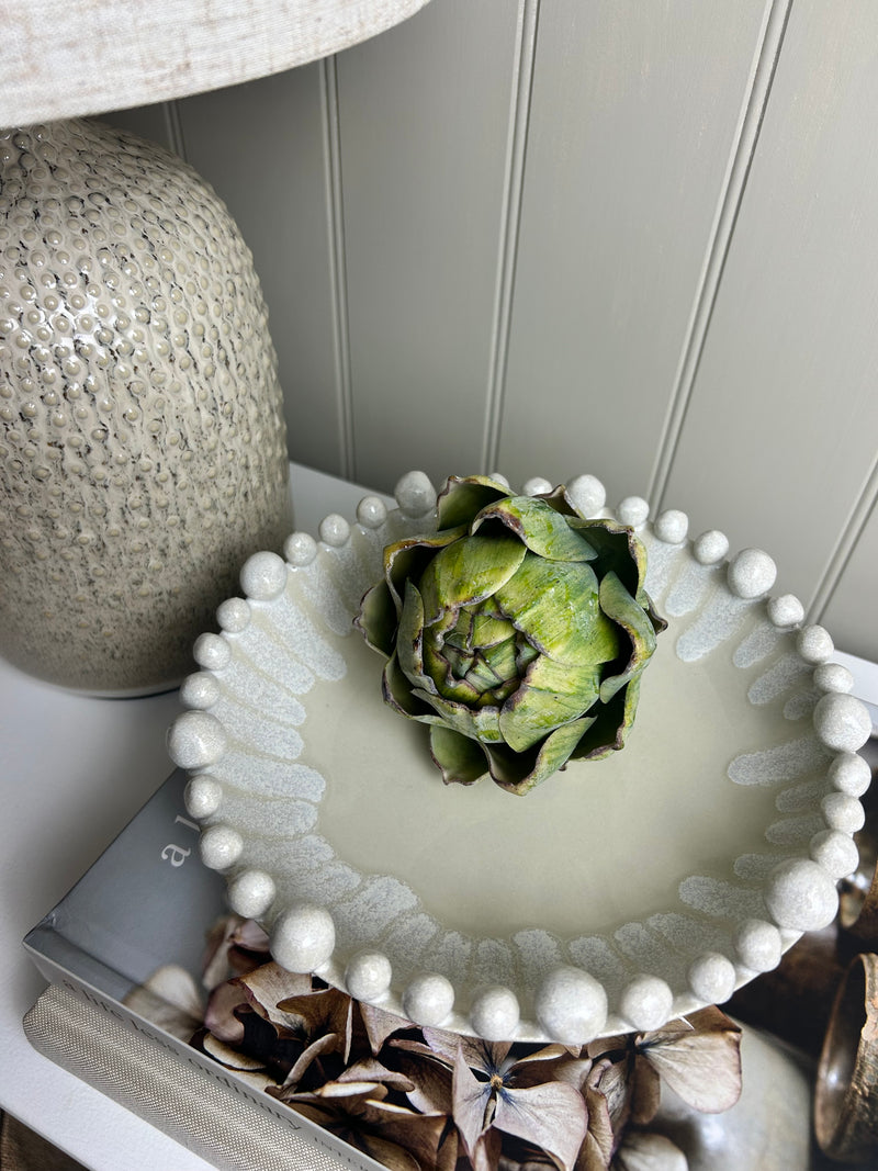 White ceramic dripped effect bobble bowl