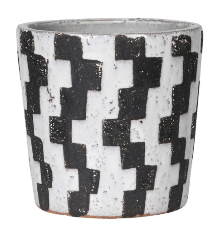 Large Ceramic rustic checker plant pot