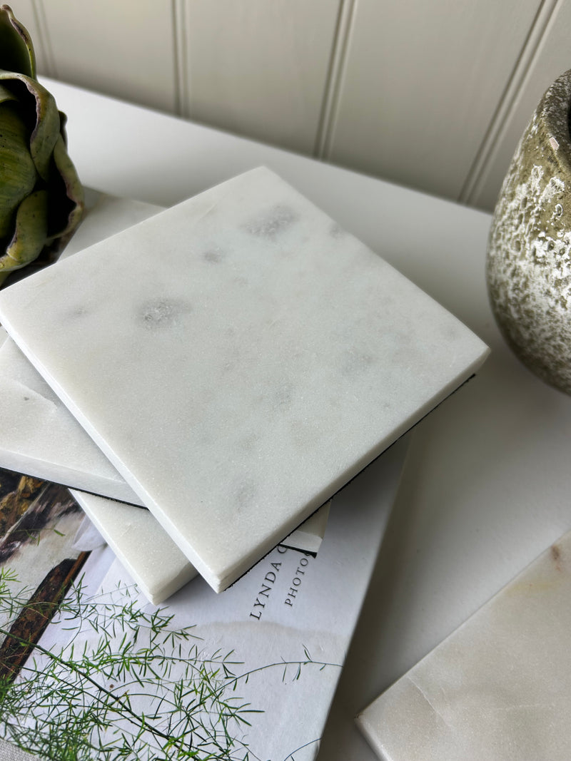 Set of 4 square solid marble coasters