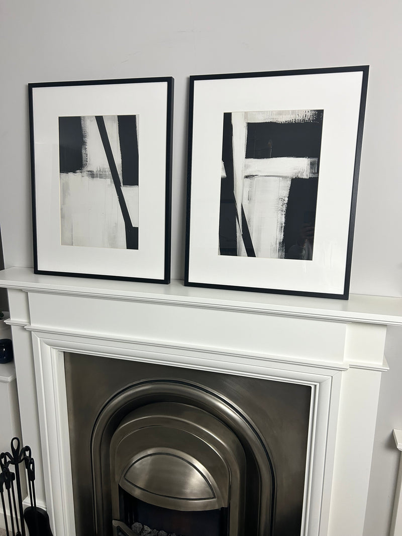 Set of two Monochrome frame frame mounted Graphic Serenity pictures