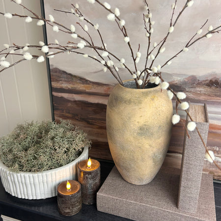 Clay stone look brown rustic vase