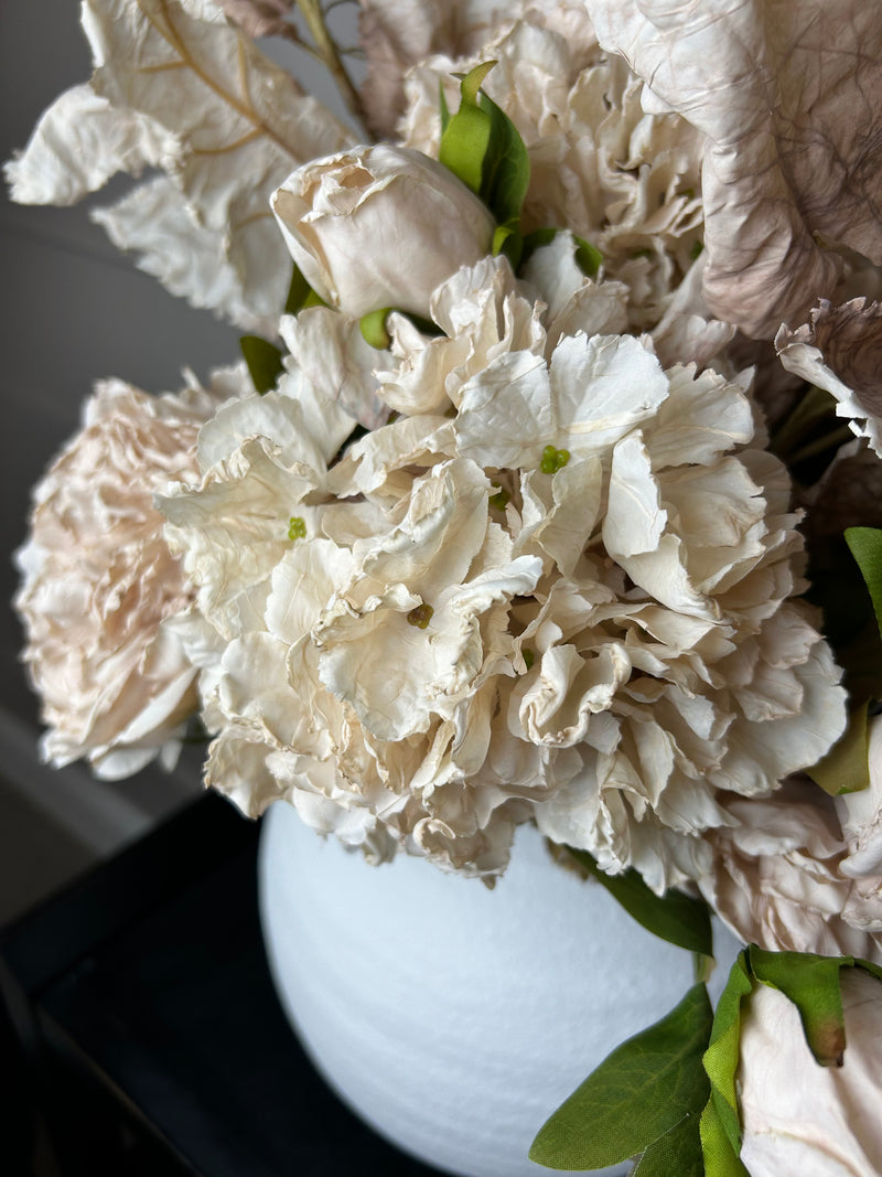 Oyster blush Ruffled Hydrangea Stem