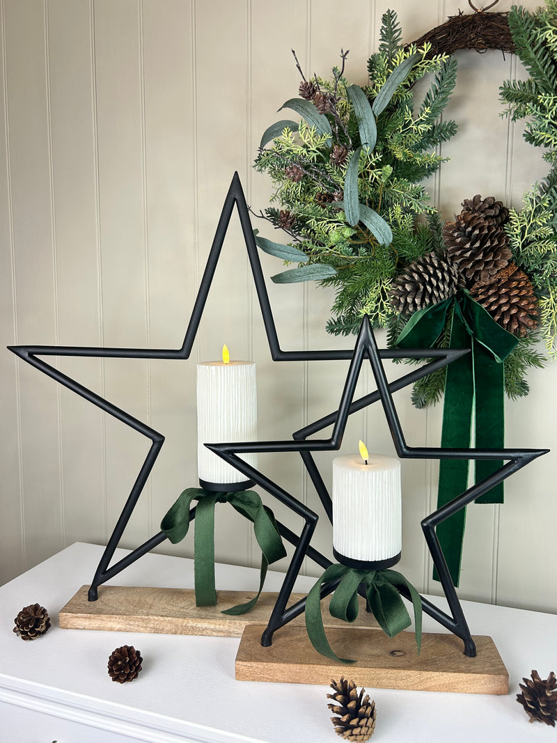 Extra Large Black Metal Star Tea Light candle Holder 2 Sizes