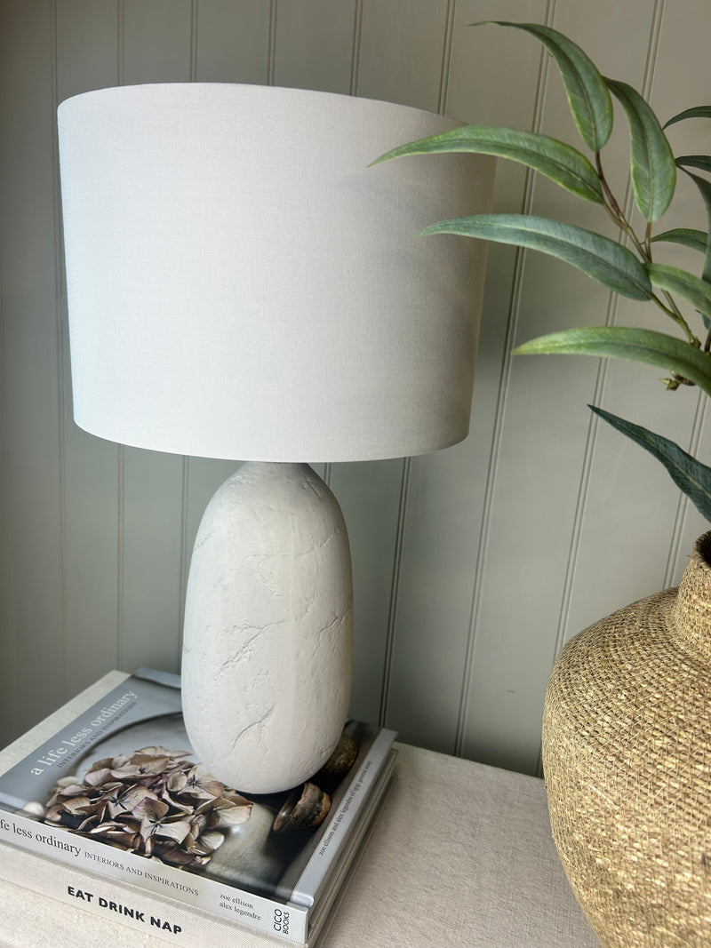 Erika Textured Ceramic Lamp with Shade cement look