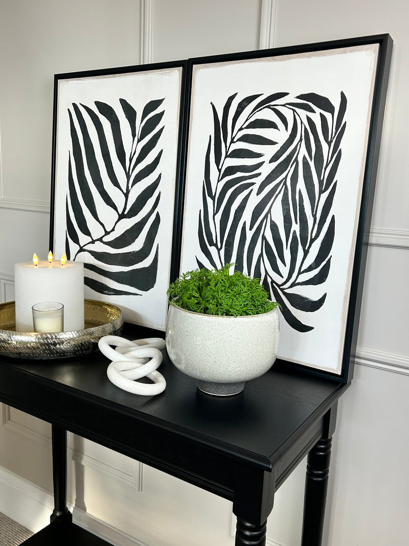Set of two modern black and white leaf prints