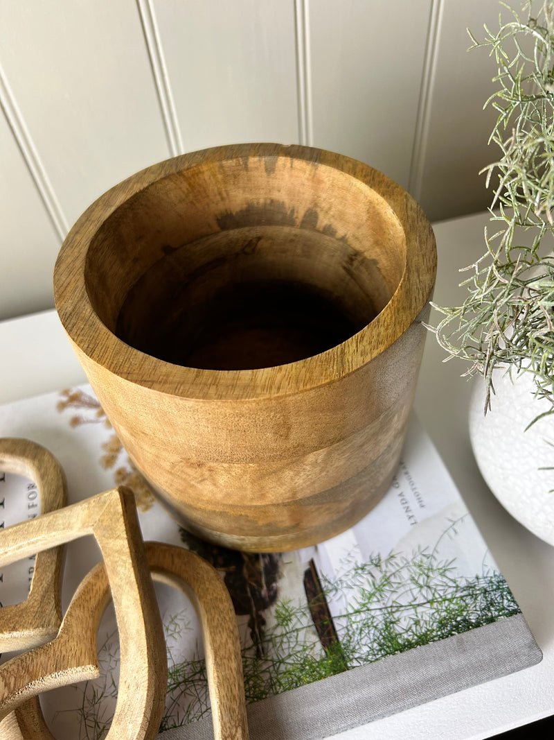 Wooden storage pot jar with lid