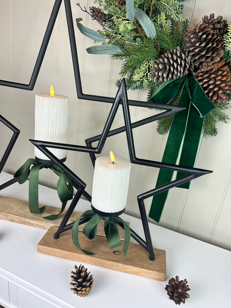 Extra Large Black Metal Star Tea Light candle Holder 2 Sizes
