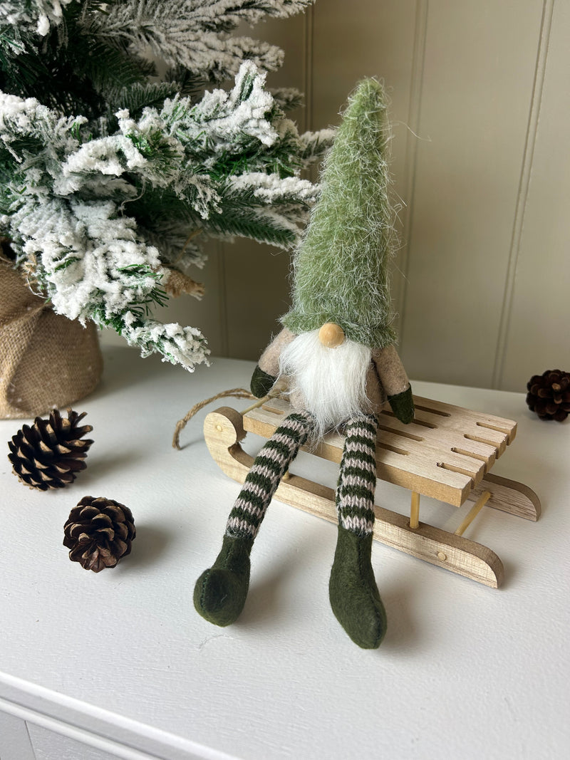 Sitting Wooly Green Santa Gonk