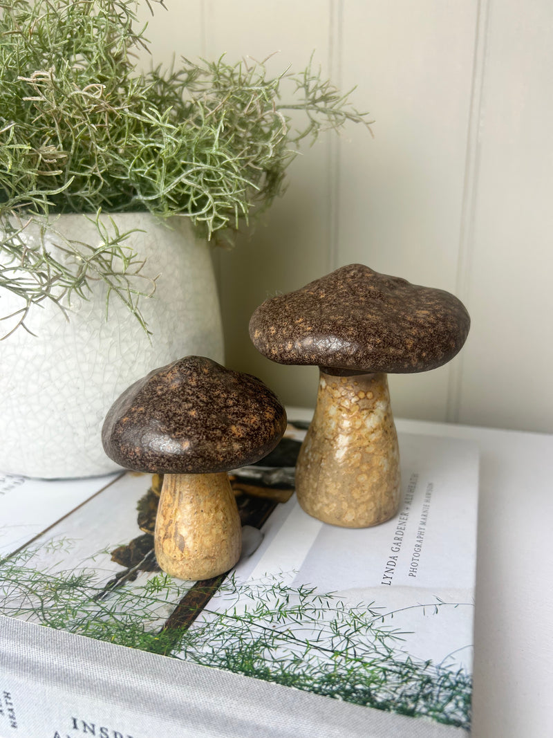 Brown Natural Autumn Mushrooms ceramic 2 Sizes