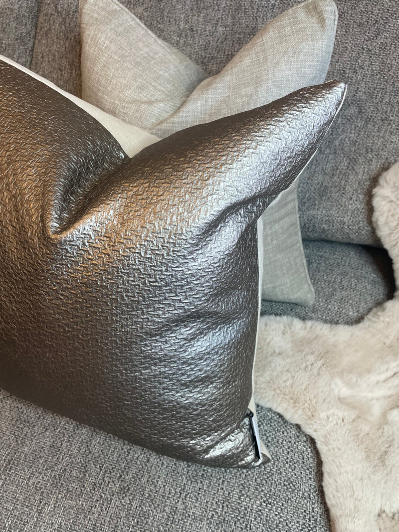 Bronze champagne metallic textured cushion