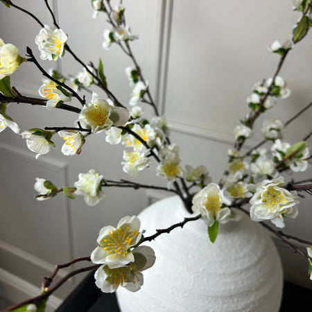 Dark stem white cherry blossom spray 80cm