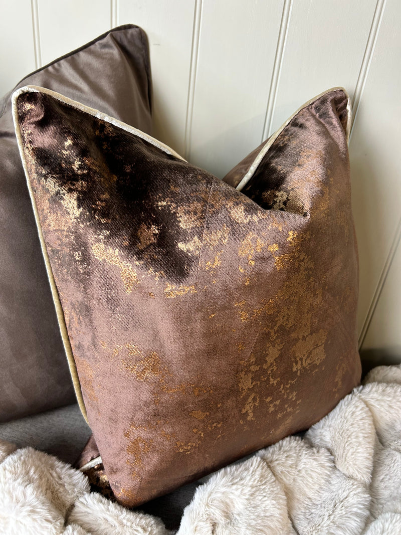Paul Moneypenny Chocolate brown bronze Feather Filled 43cm luxury Cushion