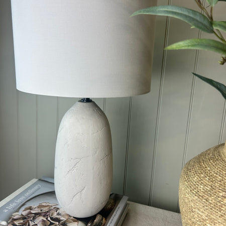 Erika Textured Ceramic Lamp with Shade cement look