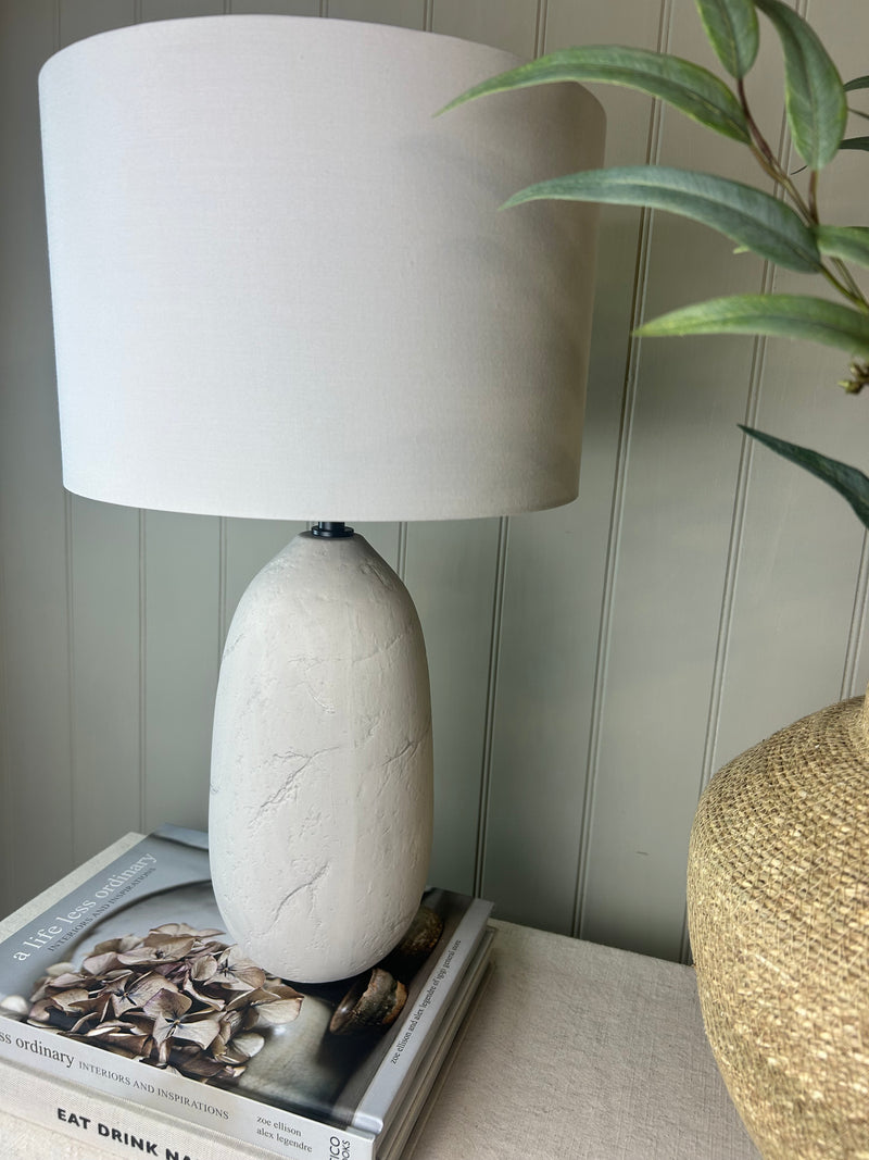 Erika Textured Ceramic Lamp with Shade cement look
