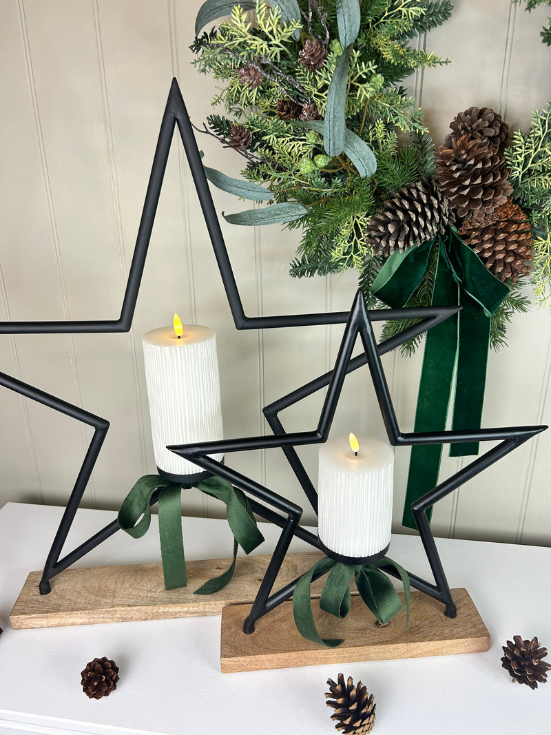 Extra Large Black Metal Star Tea Light candle Holder 2 Sizes