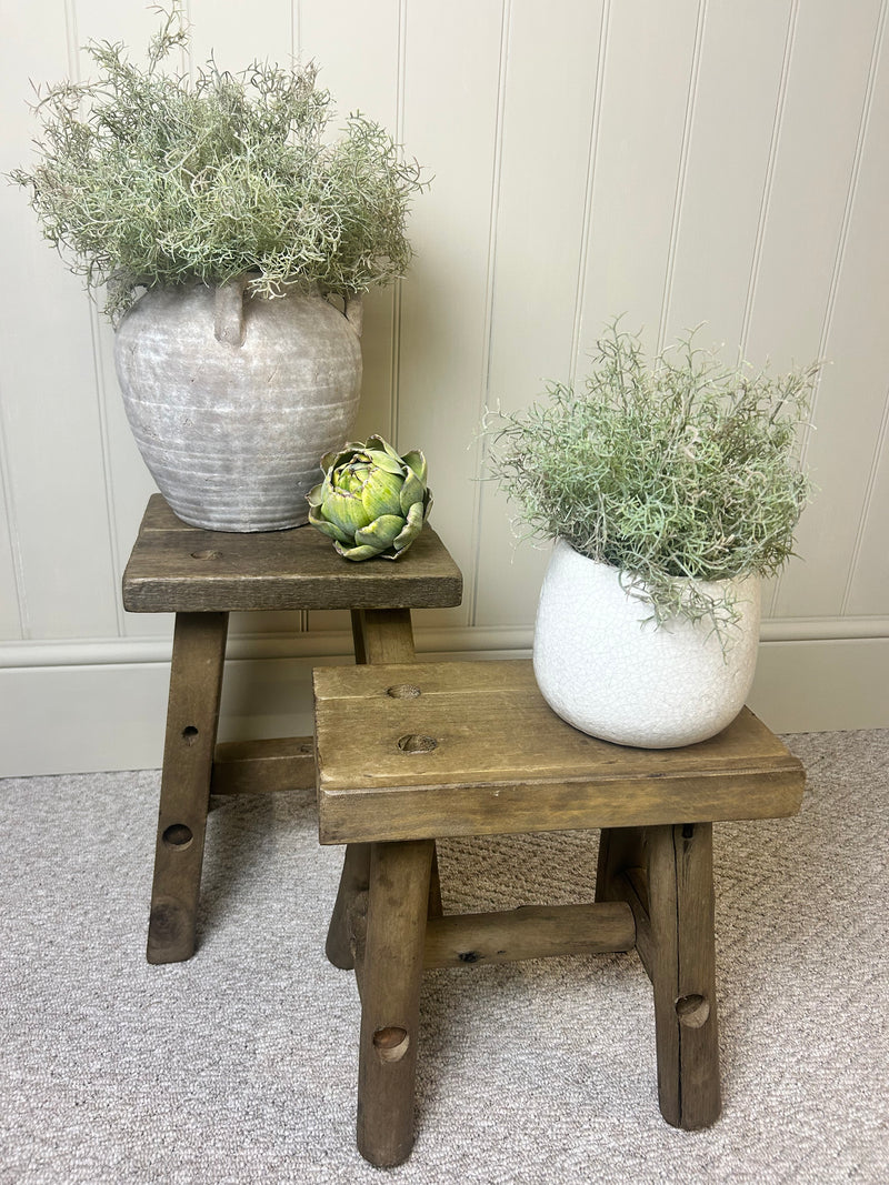 Chunky wooden rustic stool bench 2 sizes