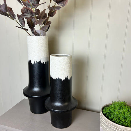 Black white two tone ombré vase 2 sizes