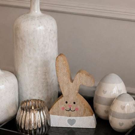 Easter Wooden white rabbit