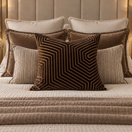 Large Chocolate Brown Evoke Cut Feather Cushion 55cm