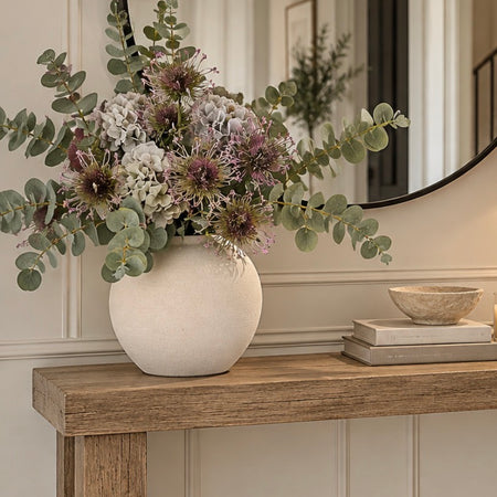 Eucalyptus grey/taupe hydrangea protea arrangement 2 options