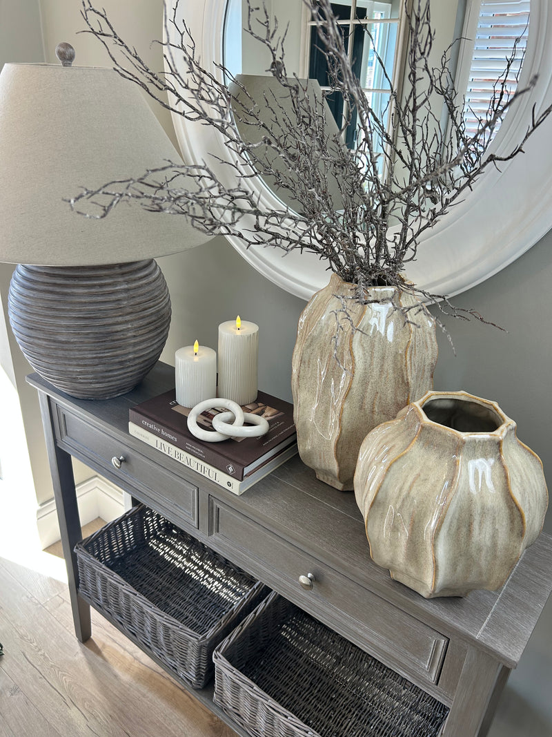 Seed pod textured ceramic vase brown beige neutral 2 sizes