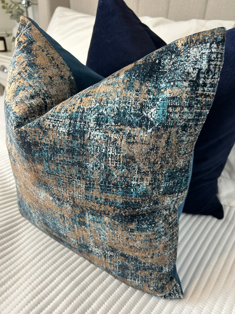 Trulli gold bronze blue luxury feather filled  cushion
