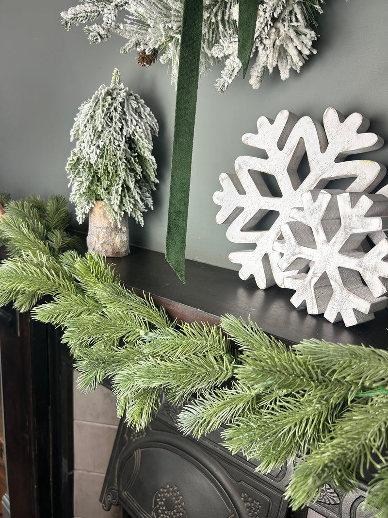 Flocked spruce Norfolk  long full garland 175cm