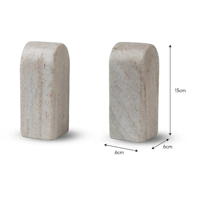 Solid marble brown beige taupe pair of bookends