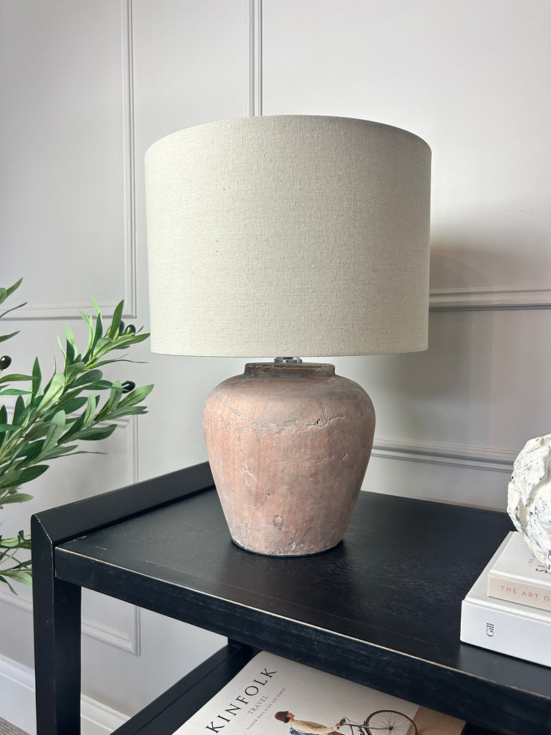 Siena rustic brown table lamp linen shade