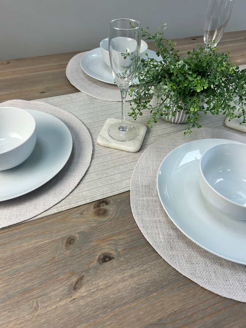 Set of 4 Off White Round Jute placemats
